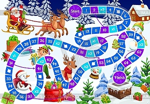 Kids holiday board game with Christmas characters - vector image