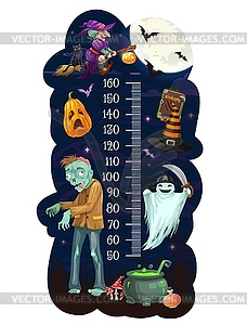 Kids height chart with cartoon Halloween monsters - vector EPS clipart