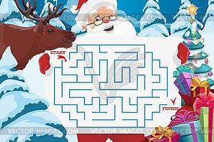 Santa Claus with maze or labyrinth game template - vector image