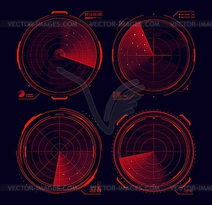 HUD military radar, sonar target display interface - vector clip art