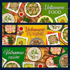 Vietnamese food, Vietnam cuisine banners - vector image