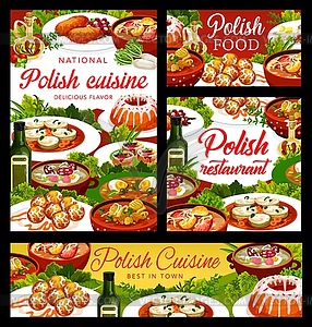 Polish cuisine food posters, Poland dishes, meals - vector clipart / vector image