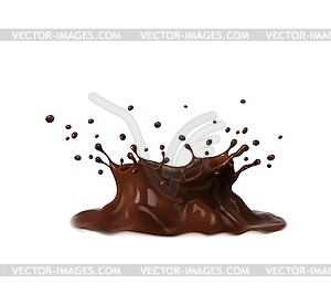 Chocolate, coffee milk or cocoa crown splash drops - vector image