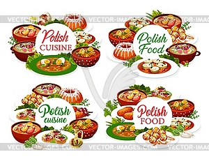 Polish cuisine menu cover design, Poland dishes - vector clip art