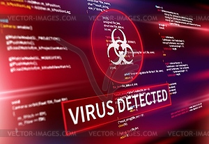 Virus detected warning alert screen message - vector clipart
