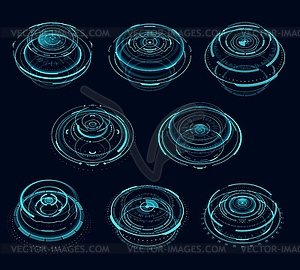 HUD cyberpunk futuristic circular virtual portals - vector image