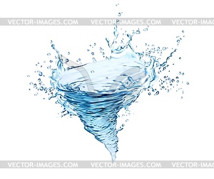 Transparent blue water whirlwind, tornado, twister - vector image