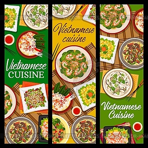 Vietnamese cuisine banners, food of Vietnam - vector clip art