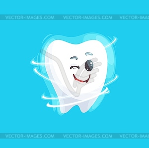 Happy tooth with perfect smile cartoon emoticon - vector image