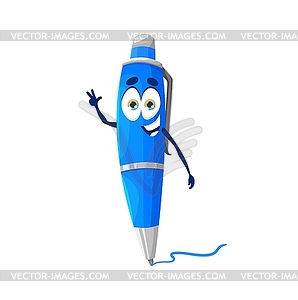 Cartoon cute funny school pen mascot character - vector clip art