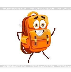 Cartoon school bag, schoolbag mascot character - vector image