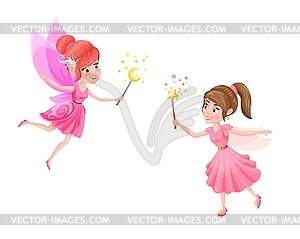 Cartoon fabulous fairy, sorceress, witch, princess - vector clip art