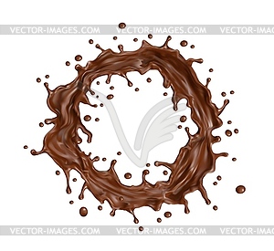 Chocolate milk round twister or swirl splash - vector clip art