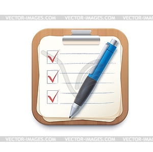 Checklist notepad clipboard icon, check list board - vector clip art