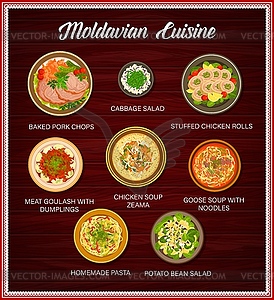 Moldavian cuisine food menu, dishes, meals poster - vector clipart