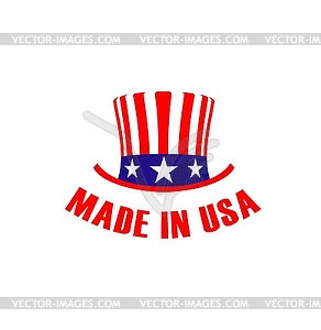 Сделано в США этикетка со шляпой. эмблема или знак - клипарт в векторе