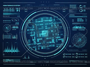 Фон системы мониторинга безопасности HUD - изображение в векторе