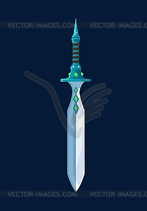 Magical cartoon sword steel blade, fantasy game - vector image