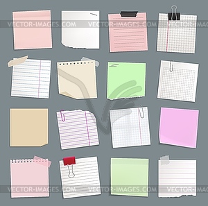 Blank paper notes, sticker notepads and to do memo - vector clip art