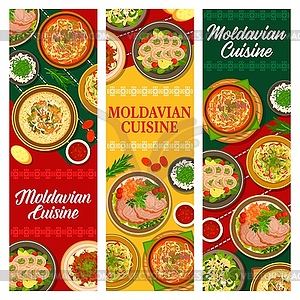 Moldovan food, Moldavian cuisine banners or menu - vector clip art