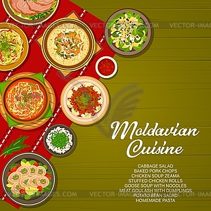 Moldavian food cuisine, Moldovan menu cover, meals - vector clipart