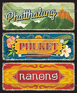 Phuket, Ranong and Phatthalug Thailand provinces - vector EPS clipart