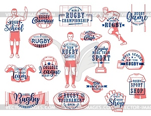 Rugby sport icons. American football game - vector clipart