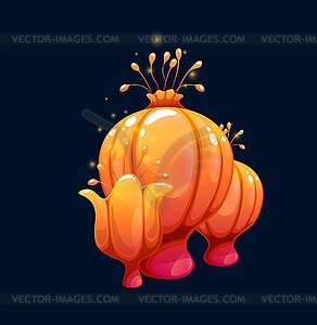 Fantasy magic orange plump mushrooms - vector image