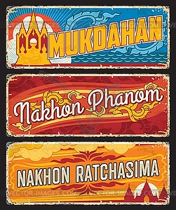 Thailand provinces grunge plates, tin signs - vector clipart