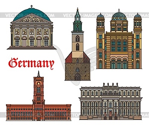 Germany architecture churches, Berlin cathedrals - vector EPS clipart
