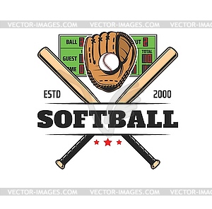 Softball sport , baseball club team icon - vector image