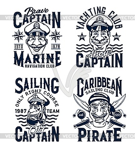 Yachting and marine sailing club t-shirt template - vector EPS clipart