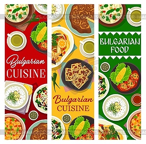 Bulgarian cuisine restaurant dishes banners - stock vector clipart