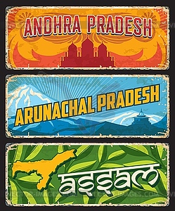 India states Arunachal, Andhra Pradesh and Assam - vector clipart