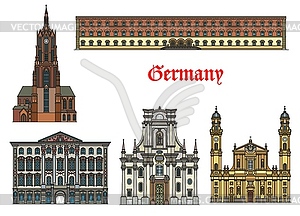 Germany architecture, Munich landmarks, buildings - vector image