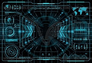 HUD teleportation portal interface background - vector image
