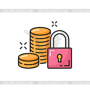 Payment and money protection line icon - vector clipart