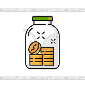 Glass money jar full of coins with dollar sign i - vector clip art