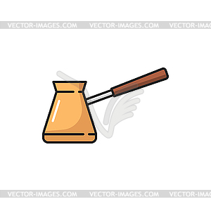 Turkish coffee pot cezve turk , copper ladle icon - vector clipart