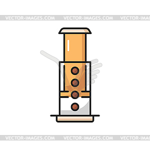 Coffee in aeropress, alternative coffee brewing - vector image