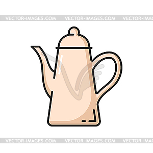 Tea pot porcelain kettle with hot drink - vector image