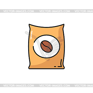 Package of coffee beans, bag with grinded powder - vector image