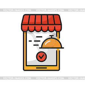 Express lunch delivery, online orders mobile app - vector image
