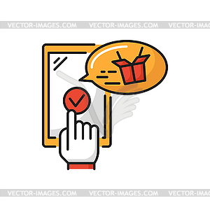 Express lunch delivery, mobile app in smartphone - color vector clipart