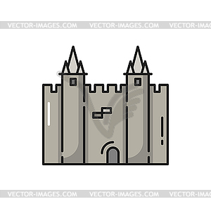 Portugal lisbon castle flat line icon - vector image