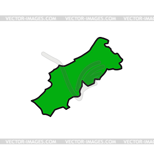 Map of Portugal green silhouette, portuguese state - color vector clipart