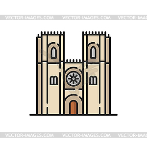 Church with tower religion building icon - vector clipart