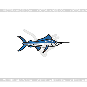 Narwhale or narwhal whale large fish icon - vector image