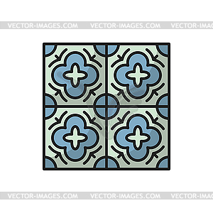 Португальский орнамент, узор напольной плитки Azulejo - графика в векторном формате