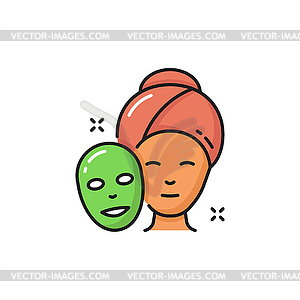 Facial sheet mask on woman face icon - vector clipart / vector image